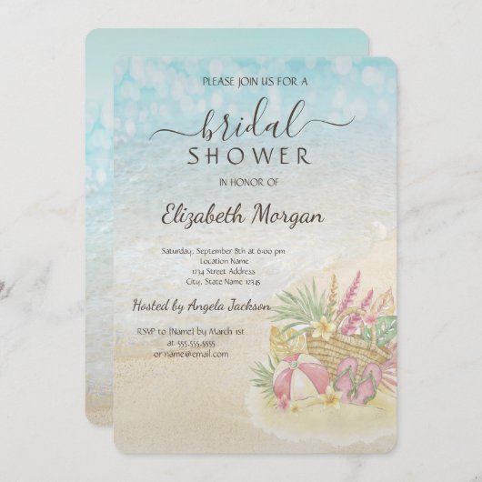 ビーチリラックス ブライダルシャワー 招待状 (正面/裏面)