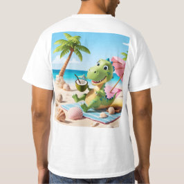 ビーチリラックスTシャツの可愛いマンガ恐竜 Tシャツ