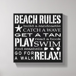 ビーチルールバイザシーショアクリスブラックアンドホワイト キャンバスプリント