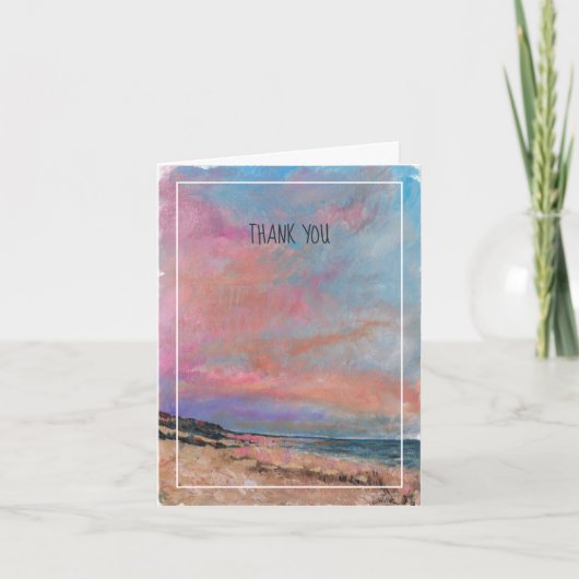 ビーチレイクピンクブルー絵画ズ サンキューカード (正面)
