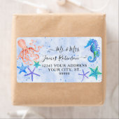 ビーチレッドタコシーホースヒトデ赤ちゃんシャワー ラベル (インサイチュ)