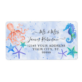 ビーチレッドタコシーホースヒトデ赤ちゃんシャワー ラベル