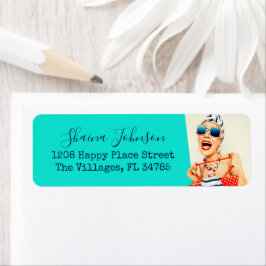 ビーチレディおもしろいーレトロヴィーブユーモア ラベル