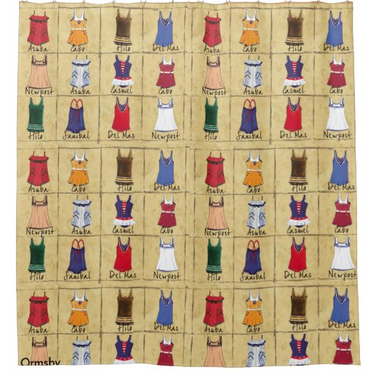 ビーチレトロはシャワー・カーテンに適します シャワーカーテン (正面)