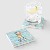 ビーチレトロティキバーモノグラムの ストーンコースター (横)