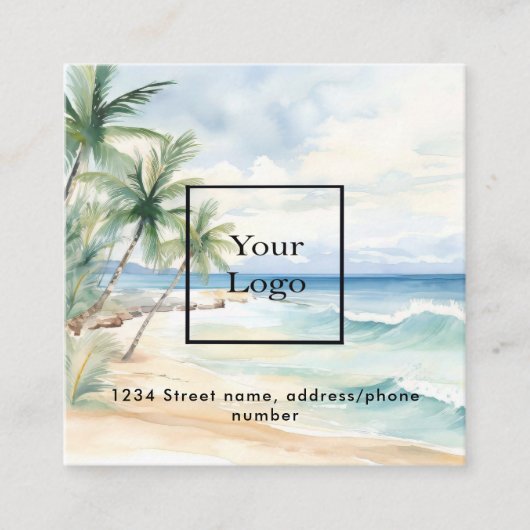 ビーチロゴqrコードインスタ後を追グラム スクエア名刺 (正面)