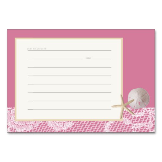 ビーチロマンスレシピカードピンク テーブルナンバー (正面)