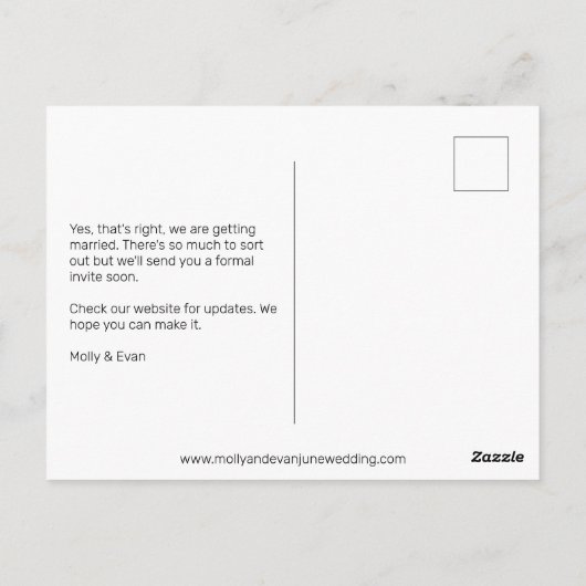 ビーチロマ縁どンス写真結婚式の日付を保存 ポストカード (裏面)