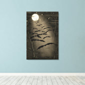 ビーチングアワーフルムーンこうもりヴィンテージハロウィーン キャンバスプリント (インサイチュ (ウッドフロア))