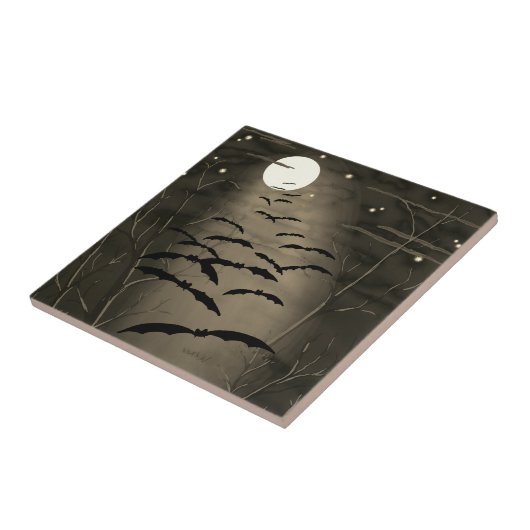 ビーチングアワーフルムーンこうもりヴィンテージハロウィーン タイル (側面)