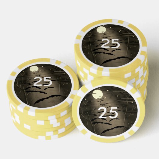 ビーチングアワーフルムーンこうもりヴィンテージハロウィーン ポーカーチップ (積み重ね)