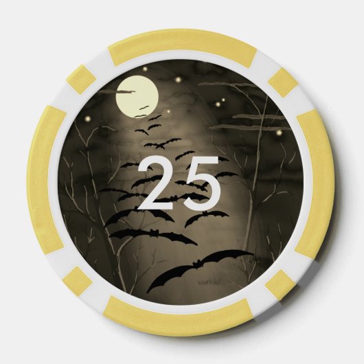ビーチングアワーフルムーンこうもりヴィンテージハロウィーン ポーカーチップ (裏面)