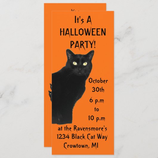 ビーチングブラックキャットハローウィンパーティ 招待状 (正面/裏面)