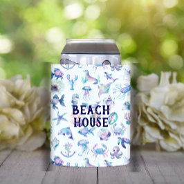 ビーチヴィベパステルカラーズシーアニマルパターン 缶クーラー