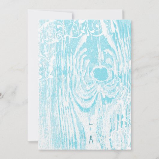 ビーチヴィンテージアクアオールドバーンウッドスワール結婚ズ 招待状 (裏面)