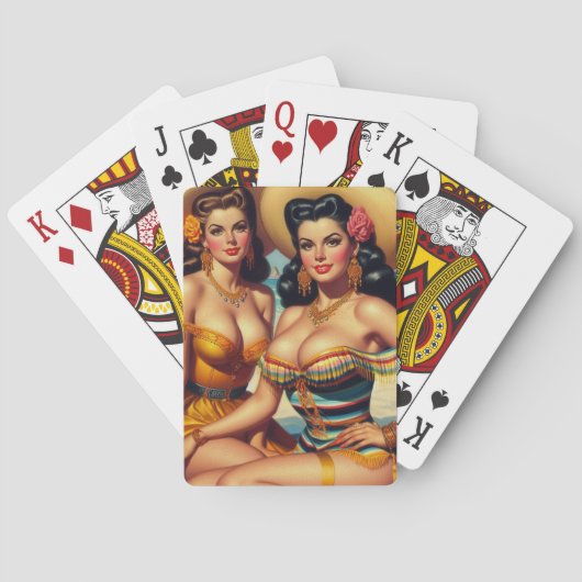 ビーチヴィンテージ美しいガール トランプ (裏面)