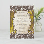 ビーチヴィンテージ金ゴールド旧流木スワール結婚ズ 招待状 (スタンド正面)