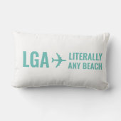 ビーチーカスタムバー空港コードおもしろいティール(緑がかった色) ランバークッション (裏面)