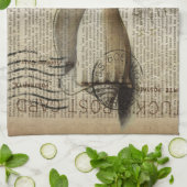 ビーチー辞書プリントモダンヴィンテージ貝殻 キッチンタオル (折り畳み)