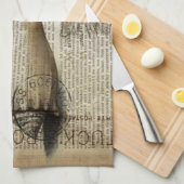 ビーチー辞書プリントモダンヴィンテージ貝殻 キッチンタオル (四つ折り)