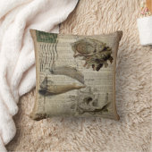 ビーチー辞書プリントモダンヴィンテージ貝殻 クッション (ブランケット)