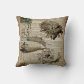 ビーチー辞書プリントモダンヴィンテージ貝殻 クッション (裏面)