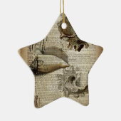 ビーチー辞書プリントモダンヴィンテージ貝殻 セラミックオーナメント (右)