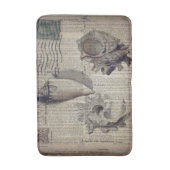 ビーチー辞書プリントモダンヴィンテージ貝殻 バスマット (正面縦)