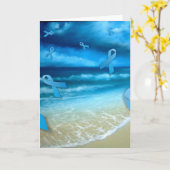 ビーチ上の前立腺癌のリボンFloaing カード (黄色い花)