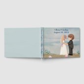 ビーチ上の可愛い結婚式のカップル ゲストブック (全面)