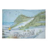 ビーチ上の子どもの水彩画 枕カバー (裏面-左)