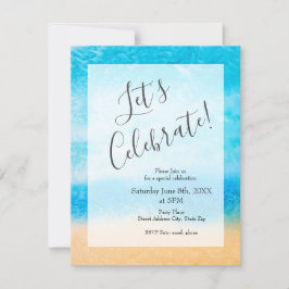 「ビーチ上」抽象芸術シルク絵を描ズ 招待状