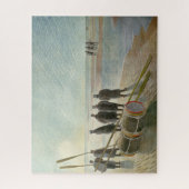 ビーチ中の男（干潮時の危険な仕事） ジグソーパズル (縦)