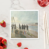 ビーチ中の男（干潮時の危険な仕事） スタンダードランチョンナプキン (インサイチュ)