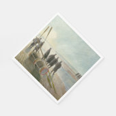 ビーチ中の男（干潮時の危険な仕事） スタンダードランチョンナプキン (角)