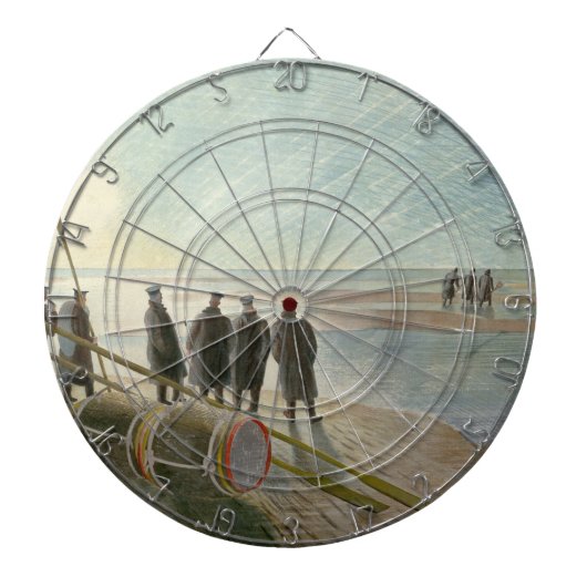 ビーチ中の男（干潮時の危険な仕事） ダーツボード (正面)