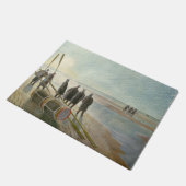 ビーチ中の男（干潮時の危険な仕事） ドアマット (アングル)