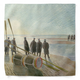 ビーチ中の男（干潮時の危険な仕事） バンダナ