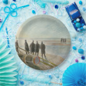 ビーチ中の男（干潮時の危険な仕事） ペーパープレート (パーティー)