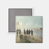 ビーチ中の男（干潮時の危険な仕事） マグネット (正面/裏面)