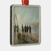 ビーチ中の男（干潮時の危険な仕事） メタルオーナメント (右)