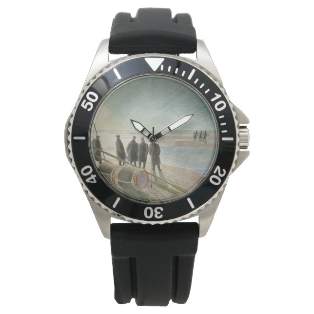 ビーチ中の男（干潮時の危険な仕事） 腕時計 (正面)