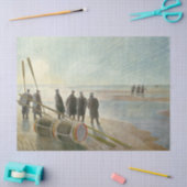 ビーチ中の男（干潮時の危険な仕事） 薄葉紙 (クラフト)