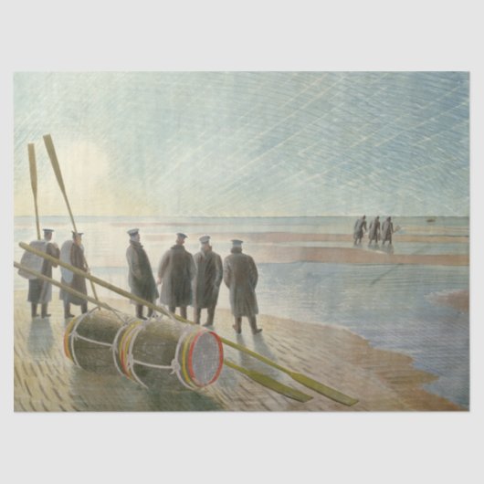 ビーチ中の男（干潮時の危険な仕事） 薄葉紙 (正面)