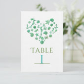 ビーチ事物グリーンウォーター色テーブル番号カード 招待状 (スタンド正面)