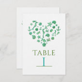 ビーチ事物グリーンウォーター色テーブル番号カード 招待状 (正面/裏面)