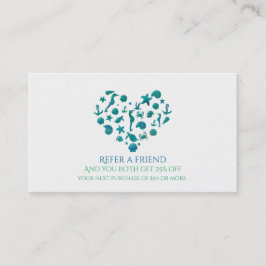 ビーチ事物ティール(緑がかった色)水の色モダン友人を参照 紹介カード