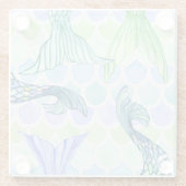 ビーチ人魚の尾水彩魚鱗模様 ガラスコースター (裏面)