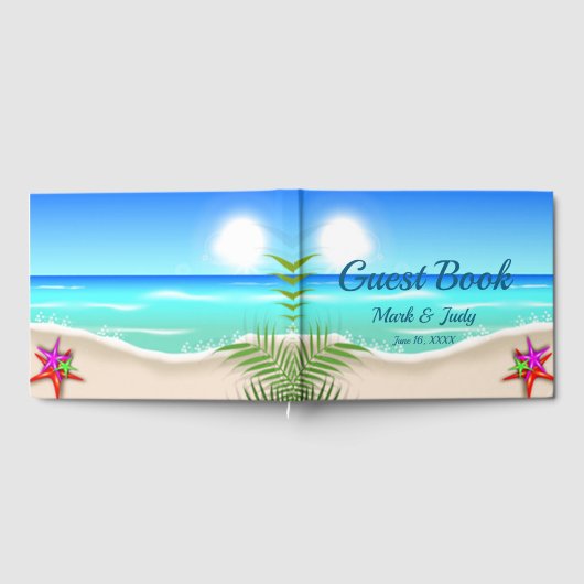 ビーチ付きカラフルスターフィッシュゲストブック ゲストブック (全面)