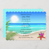 ビーチ付きカラフルヒトデブライダルシャワー招待状 招待状 (正面/裏面)